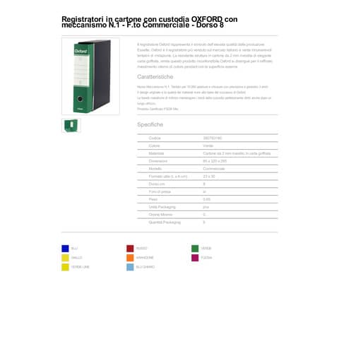 Registratore con custodia Esselte G83 Oxford commerciale 29,5x32 cm - dorso 8 cm verde - 390783180